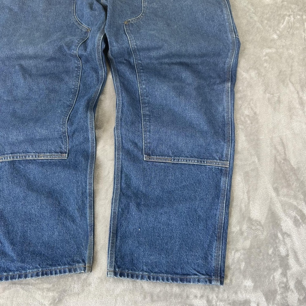 Carhartt B73-DST Jeans Mens 42x31 Blue Med Double Knee Straight Denim Workwear - Picture 12 of 16
